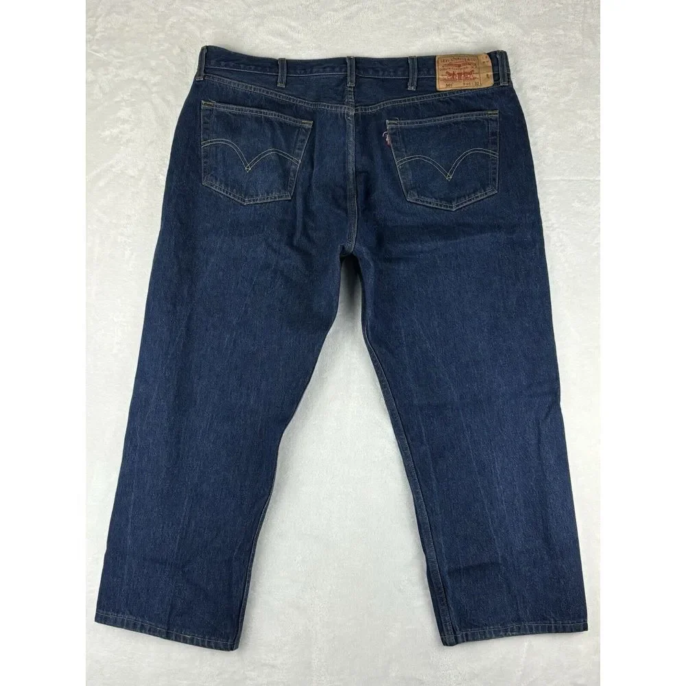 Levi's Mens Jeans 501 Button Fly Blue Denim‎ Jeans Size 46x32 (42x28 Measured)